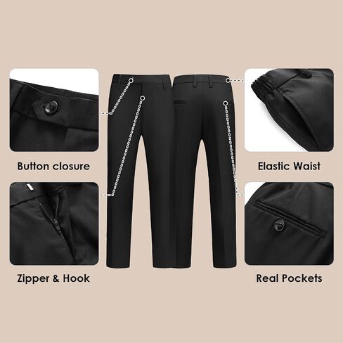 Lamgool Tuxedo بدلات للأولاد Kids الزي الرسمي مجموعة من 4 قطع مع ترتيل السترة قميص سروال أسود بوي راقصة حفل زفاف in Kuwait
