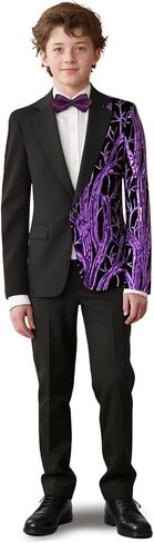 Lamgool Tuxedo Suits for Boys Kids Formal Outfit 4-Piece Set with Sequin Blazer Dress Shirt Black Pants Bow tie Prom Wedding in Saudi Arabia