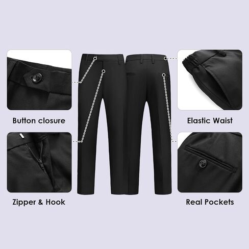 Lamgool Tuxedo Suits for Boys Kids Formal Outfit 4-Piece Set with Sequin Blazer Dress Shirt Black Pants Bow tie Prom Wedding in Saudi Arabia