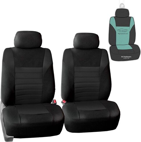 FH Group Car Seat Covers Premium 3D Air Mesh Front Set with Gift - Universal Fit for Cars, Trucks & SUVs (Black) FB068102 in Kuwait