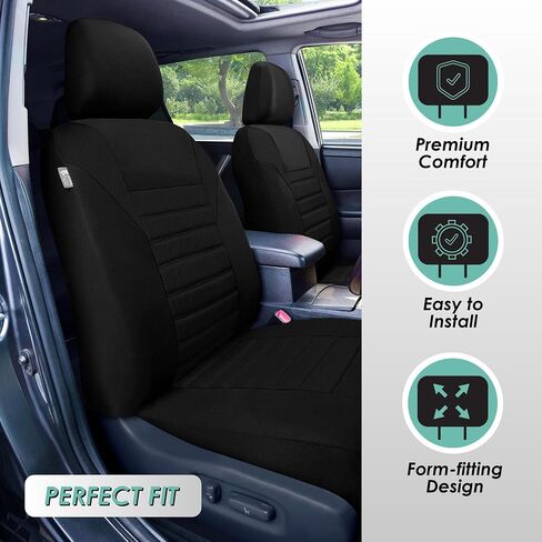 FH Group Car Seat Covers Premium 3D Air Mesh Front Set with Gift - Universal Fit for Cars, Trucks & SUVs (Black) FB068102 in Kuwait