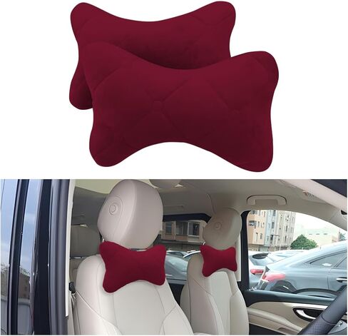 2PCS Car Headrest Pillow, Soft Comfortable Vehicle Neck Pillow Cushion, Automotive Interior Head Rest Pad Accessories for Driving Fatigue Relief, Universal for SUV, Sedan, Truck (Black) in Kuwait
