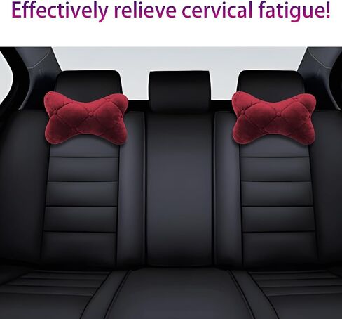 2PCS Car Headrest Pillow, Soft Comfortable Vehicle Neck Pillow Cushion, Automotive Interior Head Rest Pad Accessories for Driving Fatigue Relief, Universal for SUV, Sedan, Truck (Black) in Kuwait