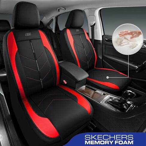 Skechers Car Seat Covers,Luxury Faux Leather Seat Covers,Waterproof Anti Slip Car Seat ProtectorFull Set,Car Accessories Airbag Universal Fit for Most Cars,Vans,Trucks,SUV,Black in Kuwait