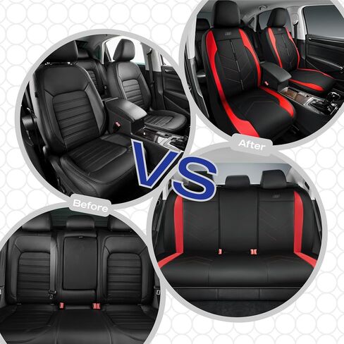 Skechers Car Seat Covers,Luxury Faux Leather Seat Covers,Waterproof Anti Slip Car Seat ProtectorFull Set,Car Accessories Airbag Universal Fit for Most Cars,Vans,Trucks,SUV,Black in Kuwait