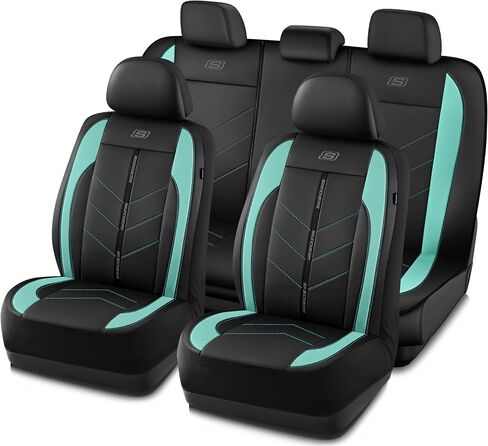 Skechers Car Seat Covers,Luxury Faux Leather Seat Covers,Waterproof Anti Slip Car Seat ProtectorFull Set,Car Accessories Airbag Universal Fit for Most Cars,Vans,Trucks,SUV,Black in Kuwait