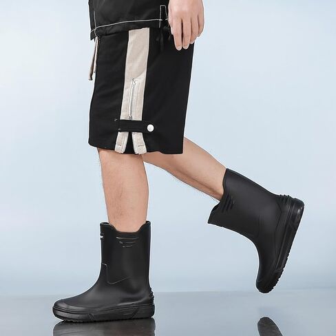 أحذية المطر HSTTGSR للرجال مقاوم للماء أحذية مطاطية غير قابلة للانزلاق في الهواء الطلق أحذية الحديقة في منتصف العجل أحذية أحذية الراحة خفيفة الوزن لتسلق الصيد in Kuwait