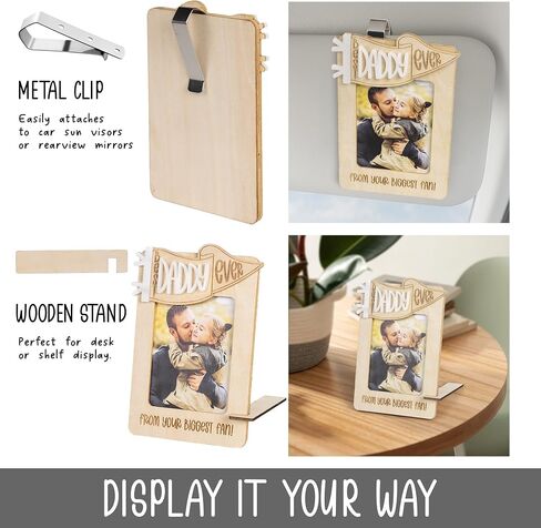 Car Picture Frame For Dad, Car Visor Photo Frame Accessories, Small Father's Day Birthday Gifts From Daughter, Son, Unique Valentines Gifts For Dad From Kids, Cute Decorations For Father (With Clip) in Saudi Arabia