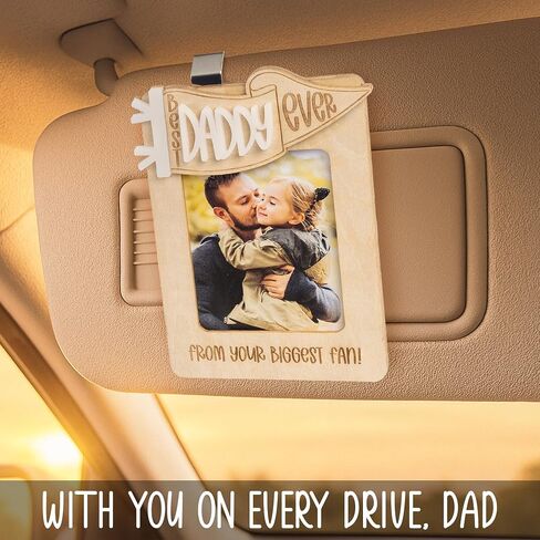 Car Picture Frame For Dad, Car Visor Photo Frame Accessories, Small Father's Day Birthday Gifts From Daughter, Son, Unique Valentines Gifts For Dad From Kids, Cute Decorations For Father (With Clip) in Saudi Arabia