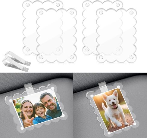 2-Pack Magnetic Car Visor Picture Frames–2.5x3.6 Inch Photo Holders, Personalized Car Accessories with Clips for Easy Display in Kuwait