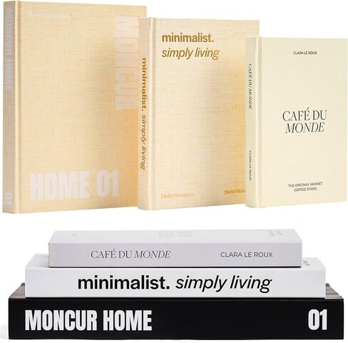 Fake Books for Decoration Set of 3 Coffee Table Books Neutral Beige Home Decor Black & White Coffee Table Removable Covers with Real Blank Pages Modern Aesthetic (Large) in Saudi Arabia