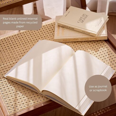 Fake Books for Decoration Set of 3 Coffee Table Books Neutral Beige Home Decor Black & White Coffee Table Removable Covers with Real Blank Pages Modern Aesthetic (Large) in Saudi Arabia