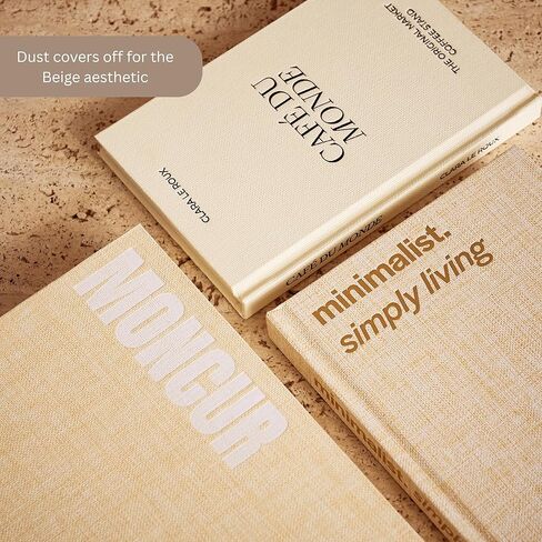 Fake Books for Decoration Set of 3 Coffee Table Books Neutral Beige Home Decor Black & White Coffee Table Removable Covers with Real Blank Pages Modern Aesthetic (Large) in Saudi Arabia