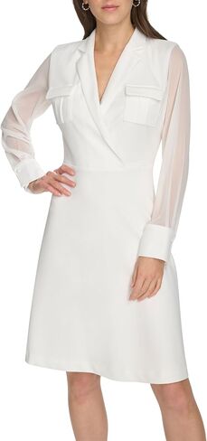 Calvin Klein Women's Scuba Crepe Long Sleeve Aline Dress in Saudi Arabia