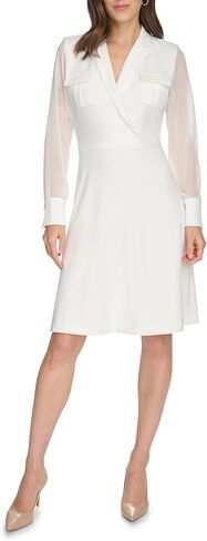 Calvin Klein Women's Scuba Crepe Long Sleeve Aline Dress in Saudi Arabia