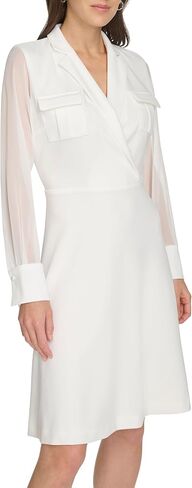Calvin Klein Women's Scuba Crepe Long Sleeve Aline Dress in Saudi Arabia