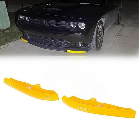 Front Bumper Lip Splitter Protector Cover Replacement Part for 2015-2023 Dodge Challenger Scat Pack R/T GT SRT Not for Plus,Widebody (2pcs/Set) (Yellow) in Saudi Arabia