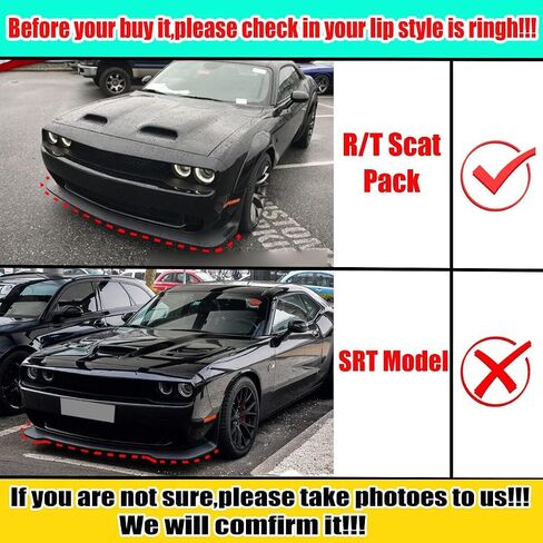 Front Bumper Lip Splitter Protector Cover Replacement Part for 2015-2023 Dodge Challenger Scat Pack R/T GT SRT Not for Plus,Widebody (2pcs/Set) (Yellow) in Saudi Arabia