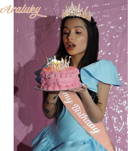 Birthday Crown Adult Woman & Glitter It's My Birthday Sash for Women Birthday Tiara for Women Princess Tiara Birthday Hat Birthday Headband for Parties Favors Rose Gold Birthday Decorations in Kuwait