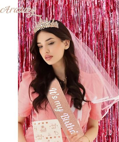 Birthday Crown Adult Woman & Glitter It's My Birthday Sash for Women Birthday Tiara for Women Princess Tiara Birthday Hat Birthday Headband for Parties Favors Rose Gold Birthday Decorations in Kuwait