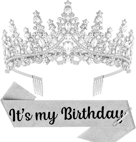 Birthday Crown Adult Woman & Glitter It's My Birthday Sash for Women Birthday Tiara for Women Princess Tiara Birthday Hat Birthday Headband for Parties Favors Rose Gold Birthday Decorations in Kuwait