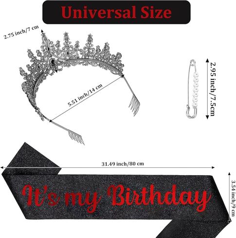 Birthday Crown Adult Woman & Glitter It's My Birthday Sash for Women Birthday Tiara for Women Princess Tiara Birthday Hat Birthday Headband for Parties Favors Rose Gold Birthday Decorations in Kuwait