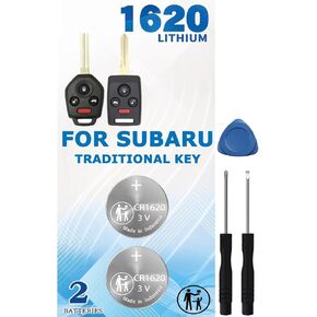 استبدال Key FOB Battery CR1620 لـ Subaru Traditional Key (Outback Forester Crosstrek Impreza Legacy WRX Ascent Tribeca) المفتاح البعيد (دليل التحقق من التركيب) 2 حزم