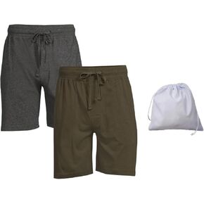 Hanes Men's Cotton Modal ComfortFlexFit Sleep Shorts, 2-Pack, Includes Storage Pouch, Navy/Blue Heather