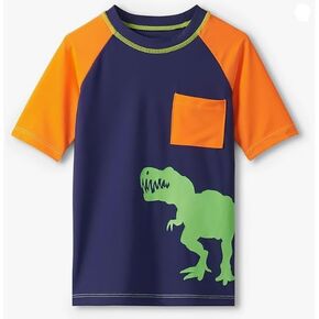 بويز هاتلي يسبحون بأكمام قصيرة من قطعة واحدة من Rashguard & Board Shorts ، Colourblock Dino ، 6 سنوات