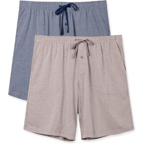 DAVID ARCHY Mens Pajama Shorts Soft Cotton Heather Sleep Shorts Comfy Breathable Lounge Pants With Fly 2 Pack