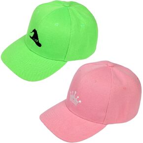 2pcs Witch Baseball Hat Pink and Green Baseball Cap Adjustable Size Crown and Witch Baseball Hats for Women Men Witch Party Supplies Gift Cute Travel Sports Hats for Running Workouts