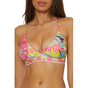 Trina Turk Women's Venus Reversible Halter Bikini Top, Adjustable, Tie Back, Swimwear Separates