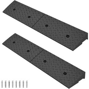 2 حزمة 4 '' Rise Rupber Curb Ramp Ramp Loading Rubber Curb Ramps ， مناسبة للسيارات والدراجات والدراجات النارية وأرشير العشب والحيوانات الأليفة المتنقلة (39.4 × 11.8 × 4 بوصة)