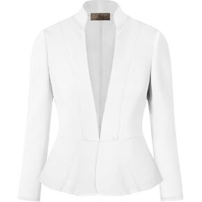 Hybrid & Company Women's Casual Work Office Elegant Open Front Premium Nylon Blazer Jacket