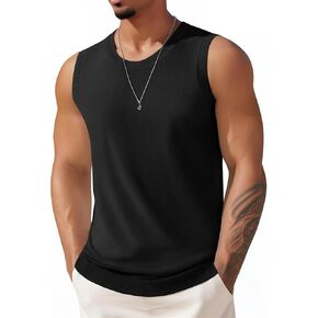 COOFANDY Mens Casual Tank Tops Knit Crew Neck Sleeveless Shirts Summer Beach Tank Top Muscle Tee Shirts