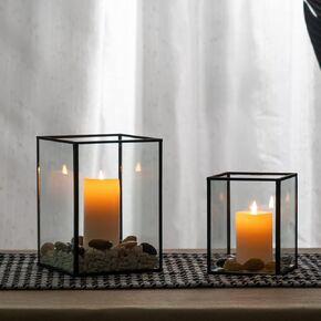 yshengood Hurricane Candle Holder Set of 3 Pcs, Black Candle Holder for Pillar Candle