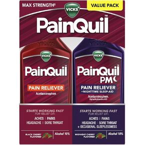 Vicks PainQuil & PainQuil PM Pain Relief Liquid, 1000mg Acetaminophen, 2x12 oz