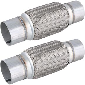 2 Pack 3 x 8 Inches Stainless Steel Heavy Duty Exhaust Flex Pipe, Double Braid Exhaust Flex Tube, Overall Length 12 Inches
