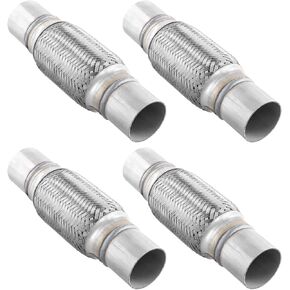 4 Pack 2 x 6 Inch Stainless Steel Exhaust Flex Pipes, Heavy Duty Replacement Exhaust Extension Pipes, Practical Flex Pipes Exhaust for Truck and Sedan
