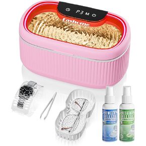 منظف ​​بالموجات فوق الصوتية مع أضواء LED وقوة قابلة للتعديل لنظارات تثبيت طقم الأسنان وساعة احترافية لتنظيف المجوهرات بالموجات فوق الصوتية مع مؤقت رقمي وديغا للحلق والقلادة in Kuwait