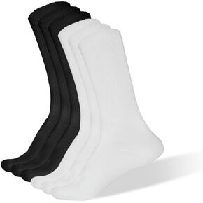 Mid-Calf Hiking Socks for Men/Women - 6 Pairs(Black/White)