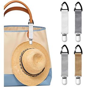 4PCS Hat Clip for Travel on Bag, Elastic Hat Holder Carrier Storage, Hands-Free Hat Hooks for Traveling Bags Backpacks Purses Luggage Outdoor Vacation Beach Cruise Essentials Accessory