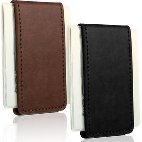 Eccliy 2 Pcs Magnetic Money Clip for Men Leather Money Holder Slim Minimalist Business Card Holder Holds 10 to 12 Bills, Brown and Black