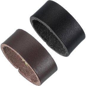 PATIKIL Leather Loop Keeper, 2 Pcs Leather Loops Belt Keeper Loops Retainer Straps Replacement for 1.3 Inch Wide Belts/Straps, Black/Coffee Color