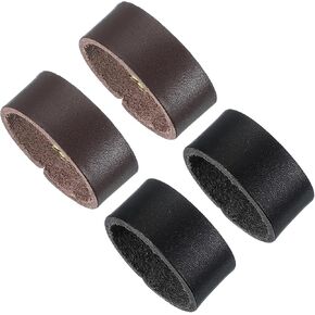 PATIKIL Leather Loop Keeper, 4 Pcs Leather Loops Belt Keeper Loops Retainer Straps Replacement for 1.1 Inch Wide Belts/Straps, Black/Coffee Color