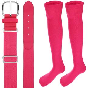 Adjustable Softball Socks and Belt Elastic Waist Belt Baseball Socks and Belts Combo Set for Youth Adult