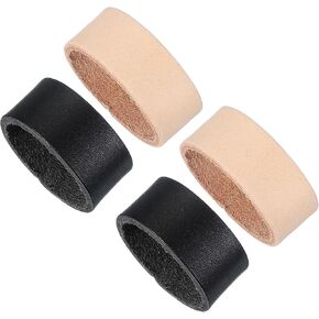 PATIKIL Leather Loop Keeper, 4 Pcs Leather Loops Belt Keeper Loops Retainer Straps Replacement for 1.3 Inch Wide Belts/Straps, Black/Khaki
