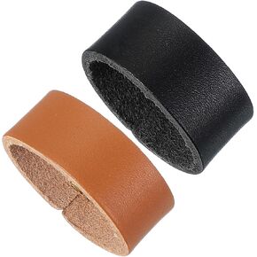 PATIKIL Leather Loop Keeper, 2 Pcs Leather Loops Belt Keeper Loops Retainer Straps Replacement for 1.1 Inch Wide Belts/Straps, Black/Earthy Yellow