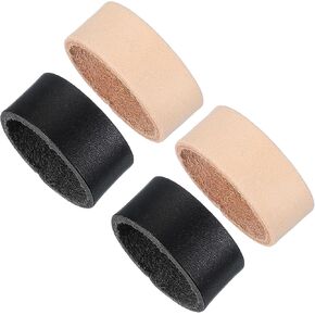 PATIKIL Leather Loop Keeper, 4 Pcs Leather Loops Belt Keeper Loops Retainer Straps Replacement for 1.1 Inch Wide Belts/Straps, Black/Khaki
