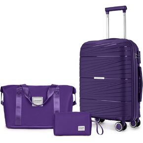 LARVENDER Carry On Luggage 22x14x9 Airline Approved, 20 Inch Hardshell & Lightweight PP Carry On Suitcase for Women with Spinner Wheels TSA Lock, Light Pink